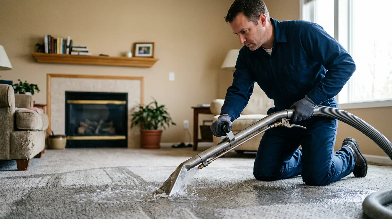 Water damage restoration technician working near Chester, MD
